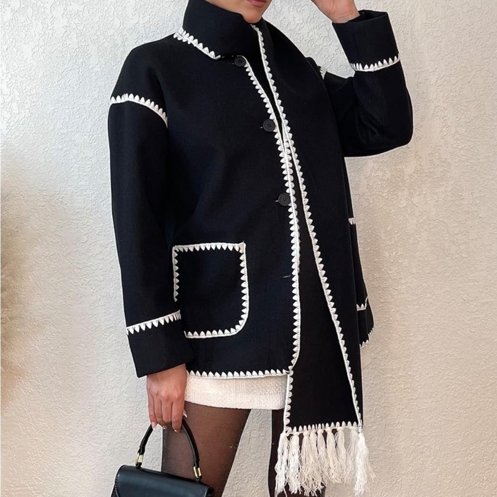 Elegant Black and White Women's Coat